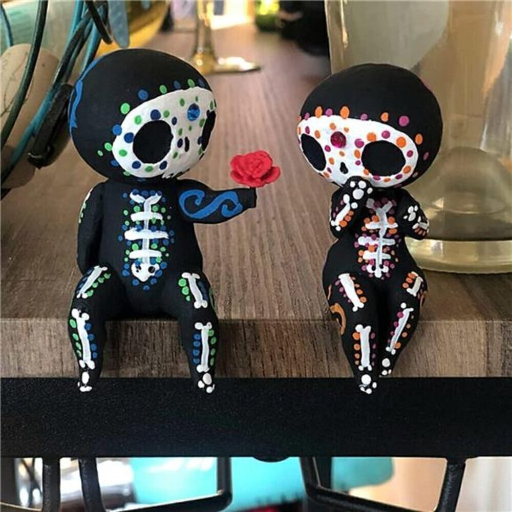 Sugar Skull Couple Statue for Home Decoration NW